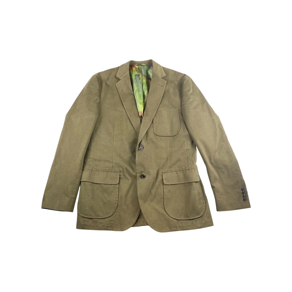 KROON Mens Boho Khaki Green Cotton Blend Blazer Sport Coat Size 42R